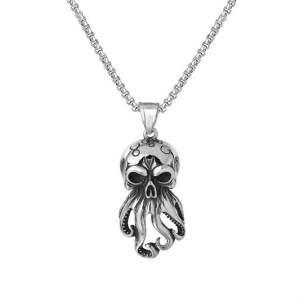 Lant sea monster Cthulhu, cu pandantiv cap de caracatita, unisex, argintiu,