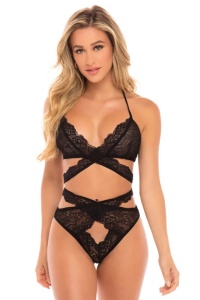 Lenjerie body sexy, dantela, negru
