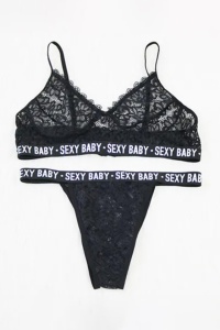 Lenjerie sexy, set 2 piese, sutien si chilot brazilian, model sexy baby, dantela, negru - Img 2
