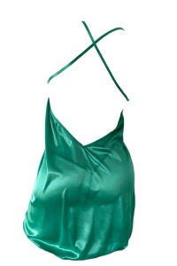 Lenjerie sexy tip neglijeu din satin verde - Img 2