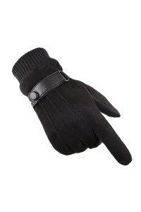 Manusi barbati, model calduros cu manseta dubla, captuseala calduroasa, tematica men winter essentials, marime universala, negru - Img 3