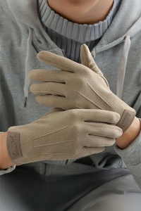 Manusi barbati, model casual, detaliu cusaturi in relief, tematica stay warm, marime universala, maro - Img 2