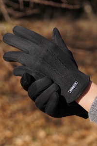Manusi barbati, model clasic, cusaturi pronuntate, delatiu de contrast la manseta, tematica fashion winter, marime universala, negre - Img 3