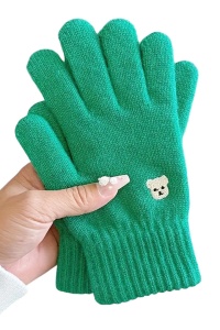 Manusi dama, model clasic calduros, accesorizate cu ursulet, tematica feeling warm, marime universala, verzi