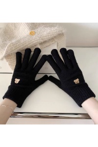 Manusi dama, model clasic calduros, accesorizate cu ursulet, tematica feeling warm, marime universala, negre - Img 3