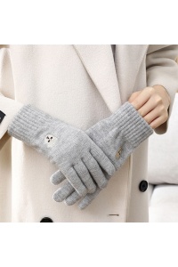 Manusi dama, model clasic calduros, accesorizate cu ursulet, tematica feeling warm, marime universala, gri - Img 3