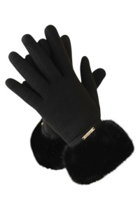 Manusi dama, model clasic elegant, margine voluminoasa si pufoasa, accesoriu chic, tematica feeling special, marime universala, negre