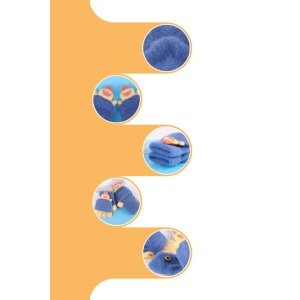 Manusi pentru copii, model cu degetele descoperite si numerotate, capac decapotabil prindere cu nasturel, manseta elastica, accesorizate cu puisor, tematica learn and play, marime 3 – 8 ani, albastru deschis - Img 4