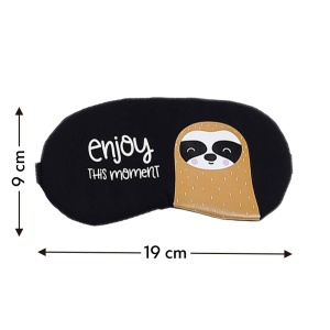 Masca de dormit, model cu animalute cute, rezerva cu gel, prindere elastica, tematica enjoy the moment, unisex, neagra - Img 4