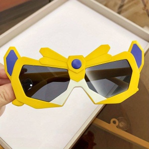 Ochelari de soare pentru baieti, model spirit de razboinic, tematica armura transformers, marime universala, galbeni - Img 4
