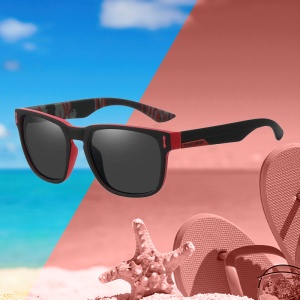 Ochelari de soare pentru barbati, model casual, tematica sport summer, marime universala, rosii - Img 2