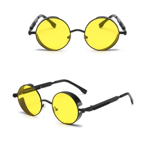 Ochelari de soare pentru barbati, model unic si cool, tematica steampunk, marime universala, galbeni - Img 3