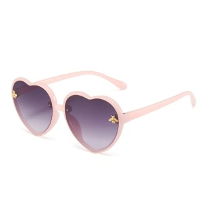 Ochelari de soare pentru copii, design in forma de inima, model pentru fetite albinuta fashion, marime universala, roz
