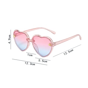 Ochelari de soare pentru copii, design in forma de inima, model pentru fetite albinuta fashion, marime universala, roz transparent - Img 4