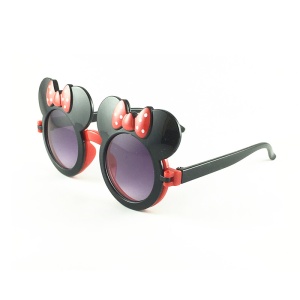Ochelari de soare pentru copii, model fashion care se deschide open window pentru fetite, marime universala, negri cu rosu - Img 3