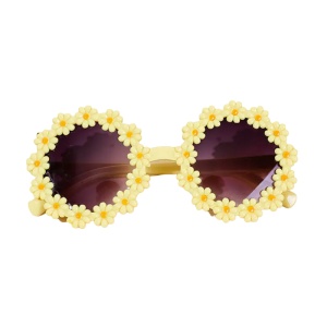 Ochelari de soare pentru copii, model pentru fetite cu floarea soarelui summer vibe, marime universala, galbeni