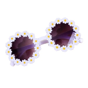Ochelari de soare pentru copii, model pentru fetite cu floarea soarelui summer vibe, marime universala, albi - Img 2