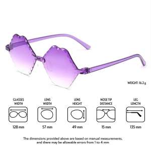 Ochelari de soare pentru copii, unisex, model cool unicat, tematica lips don't lie, marime universala, mov - Img 3