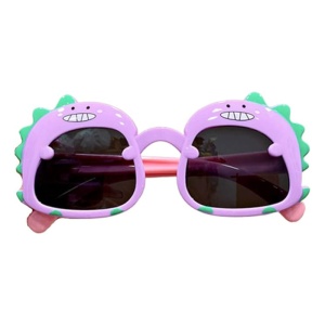Ochelari de soare pentru copii, unisex, model cu dinozaur prietenos, tematica dino world, marime universala, mov - Img 4