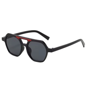 Ochelari de soare pentru copii, unisex, model cu rama chic, detaliu de contrast, tematica cool summer, marime universala, negri