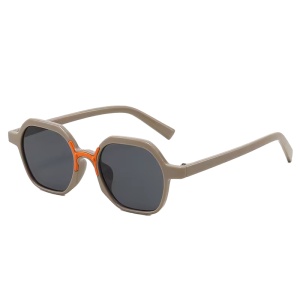 Ochelari de soare pentru copii, unisex, model cu rama fashion, cu detaliu de contrast, tematica cool summer, marime universala, gri