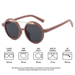 Ochelari de soare pentru copii, unisex, model cu rama fashion, cu accesoriu cool nerdy, tematica party summer, marime universala, maro inchis - Img 4