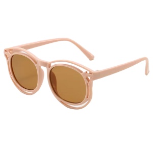 Ochelari de soare pentru copii, unisex, model cu rama fashion, tematica cozy summer, marime universala, roz
