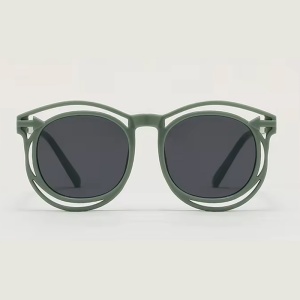 Ochelari de soare pentru copii, unisex, model cu rama fashion, tematica cozy summer, marime universala, verzi - Img 2