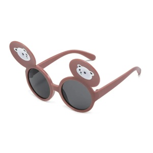 Ochelari de soare pentru copii, unisex, model cu urechiuse de ursulet, flexibili, marime universala, maro inchis