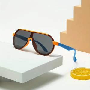 Ochelari de soare pentru copii, unisex, model pilot curajos, tematica summer drive, marime universala, portocaliu - Img 3