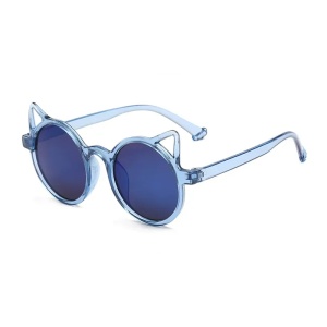 Ochelari de soare pentru copii, unisex, model pisicuta, accesorii urechiuse, marime universala, albastri
