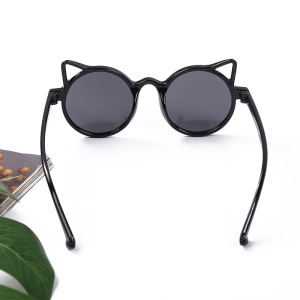 Ochelari de soare pentru copii, unisex, model pisicuta, accesorii urechiuse, marime universala, negri - Img 3