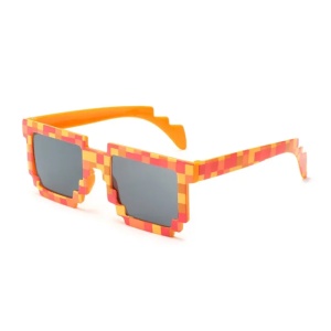 Ochelari de soare pentru copii, unisex, model pixelat, tematica cool gamer, marime universala, portocalii