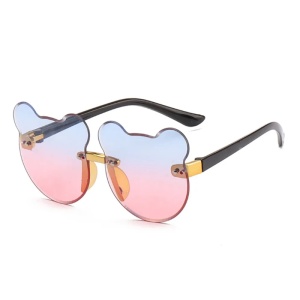 Ochelari de soare pentru copii, unisex, model ursulet, gradient, marime universala, albastri cu rosu