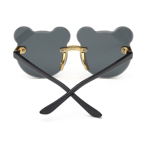 Ochelari de soare pentru copii, unisex, model ursulet, gradient, marime universala, negri - Img 3