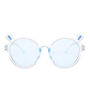 Ochelari de soare pentru copii, unisex, model vesel cu accesorii urechiuse, marime universala, albastri - Img 2