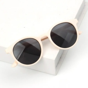 Ochelari de soare pentru copii, unisex, model vintage, rame fashion, M2, marime universala, bej - Img 3