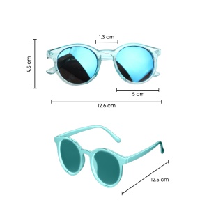 Ochelari de soare pentru copii, unisex, model vintage, rame fashion, marime universala, albastru deschis - Img 4