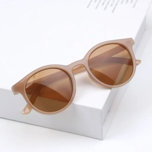 Ochelari de soare pentru copii, unisex, model vintage, rame fashion, marime universala, maro - Img 2