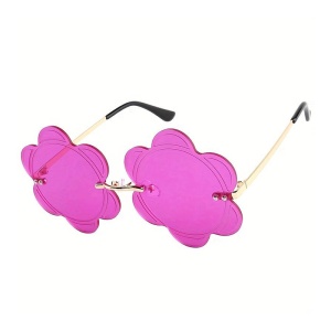 Ochelari de soare pentru femei, model cu floare, tematica I love retro flower, marime universala, mov