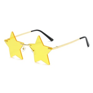 Ochelari de soare pentru femei, model super cool cu stea, tematica new star in town, marime universala, galbeni