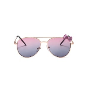Ochelari de soare pentru fetite, model delicat accesorizat cu fundita, tematica mica printesa, marime universala, mov - Img 2