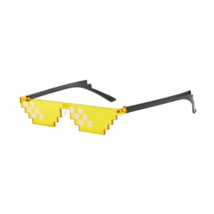 Ochelari de soare, unisex, model pixelat, tematica thug life, marime universala, galbeni
