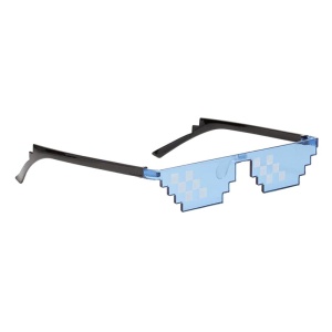Ochelari de soare, unisex, model pixelat, tematica thug life, marime universala, albastri - Img 2