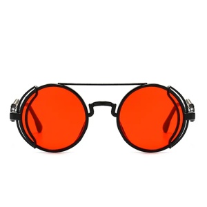 Ochelari de soare unisex, model rotund cu rama speciala, tematica steampunk summer dream, marime universala, rosii - Img 2