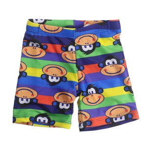 Pantaloni de baie pentru baieti, model lumea maimutelor fericite, multicolori