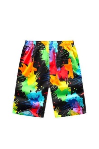 Pantaloni scurti de baie tip bermude, multicolor cu imprimeu abstract, barbati, uscare rapida - Img 2