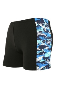 Pantaloni scurti de baie tip boxeri, barbati, imprimeu rechini, uscare rapida, albastru