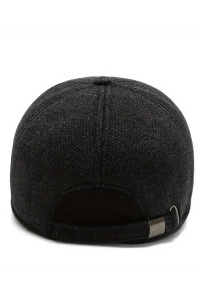 Sapca de barbati, cozoroc curbat, acoperitori pentru urechi, prindere reglabila, model chic si calduros, tematica gentleman style, marime universala, neagra - Img 3