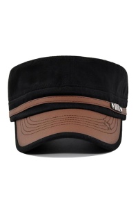 Sapca de barbati, cozoroc curbat, prindere reglabila, margine de contrast, model cu steluta, tematica army star, marime universala, neagra - Img 3